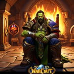 **Prompt:** Nostalgic scene of a gamer, surrounded by Warcraft 3 imagery, illuminated by the glow of the monitor. Emphasize the epic fantasy setting, with subtle hints of the player's emotional connection to Azeroth. Include elements of classic Warcraft 3 races and characters.