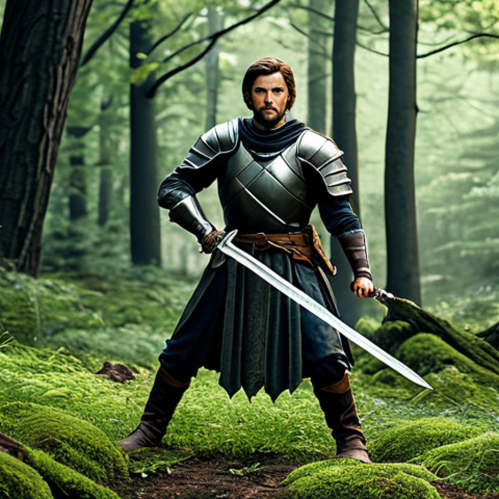 ** "A fully clothed fantasy hero, wearing modest leather armor and wielding a simple short sword in a forest clearing, appropriate attire, safe for work, perfect anatomy, correct proportions, natural pose, dynamic lighting, professional illustration, family-friendly." **