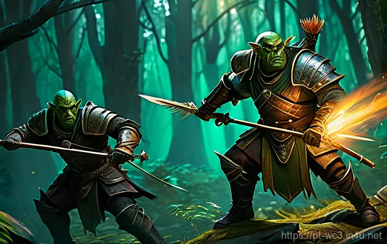 워크래프트3 무적 유닛 활용법 - **Orc Blademaster Wielding an Orb of Fire**: "An imposing Orc Blademaster hero, with iconic twin...
