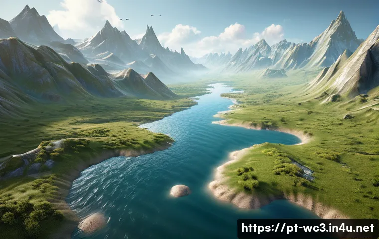 워크래프트3 맵 에디터 사용법 - A highly detailed fantasy terrain map featuring rolling hills, majestic mountains, winding rivers, a...